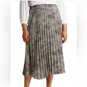 T Tahari Dotted Pleated Skirt A-Line Cream Black Mini Skin 1X